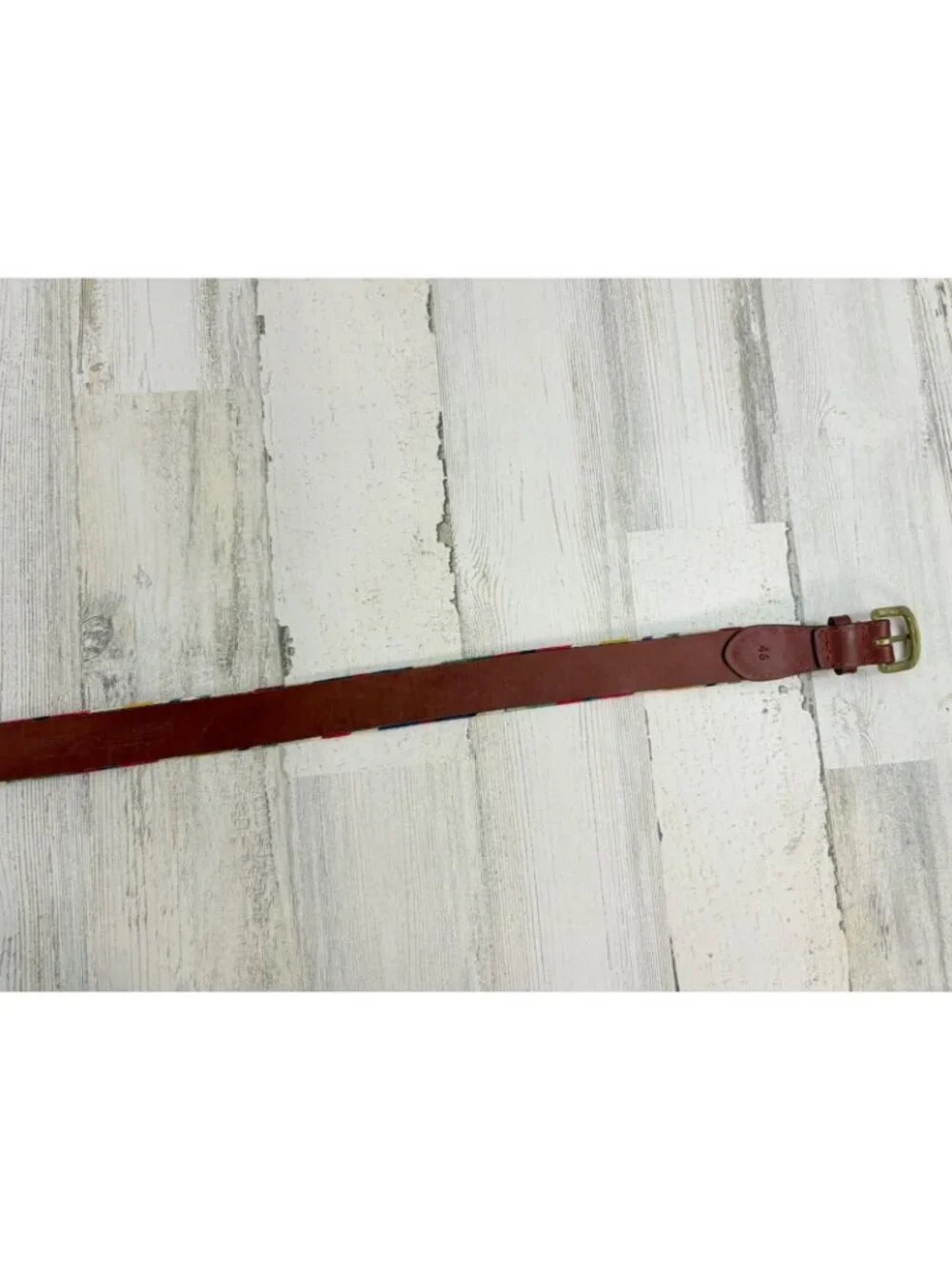 Smathers & Branson Summer Madras Needlepoint Belt Sz 46 Plaid